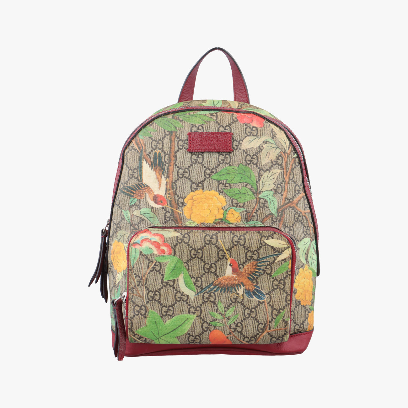 Pre-owned Gucci GG Supreme Tian Beige x red x multicolor PVC coated canvas 427042 backpack/rucksack | stylenewstar