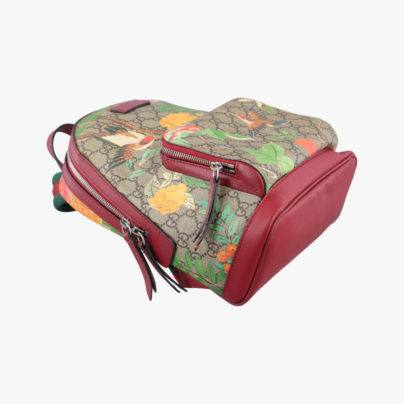 Pre-owned Gucci GG Supreme Tian Beige x red x multicolor PVC coated canvas 427042 backpack/rucksack | stylenewstar