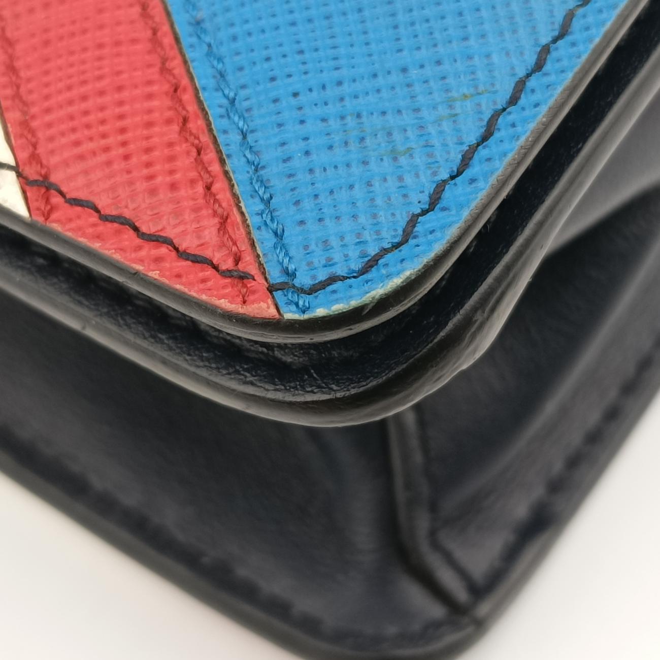 Pre-owned Prada Esplanade black×Multicolour Leather×Vauxhall Cashmere Leather  shoulderbag | stylenewstar