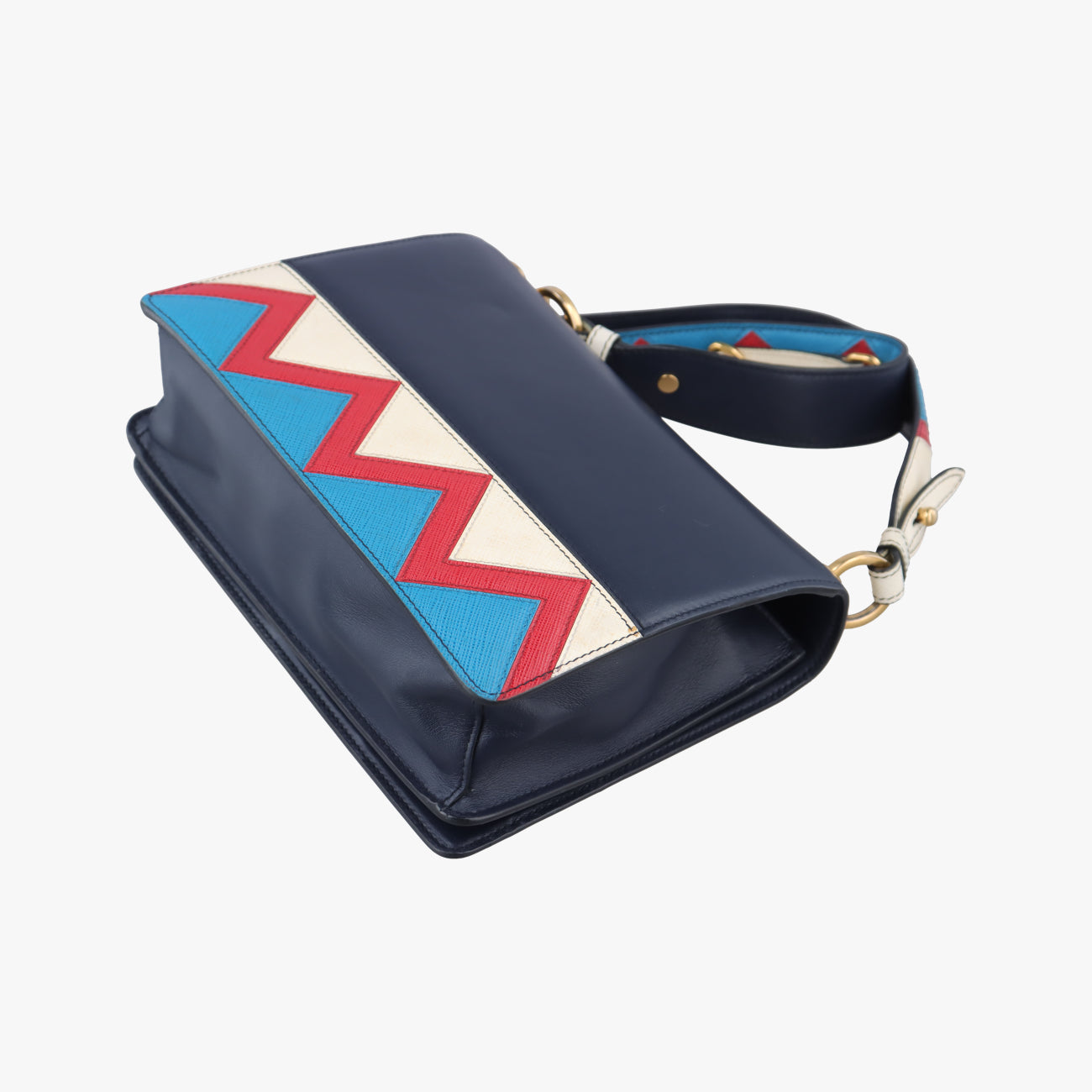 Pre-owned Prada Esplanade black×Multicolour Leather×Vauxhall Cashmere Leather  shoulderbag | stylenewstar