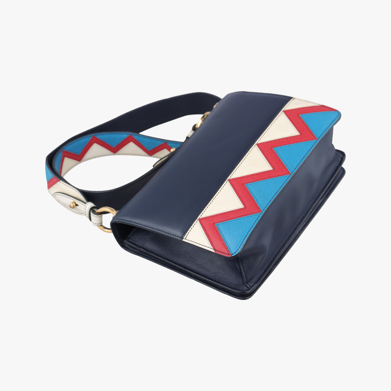 Pre-owned Prada Esplanade black×Multicolour Leather×Vauxhall Cashmere Leather  shoulderbag | stylenewstar