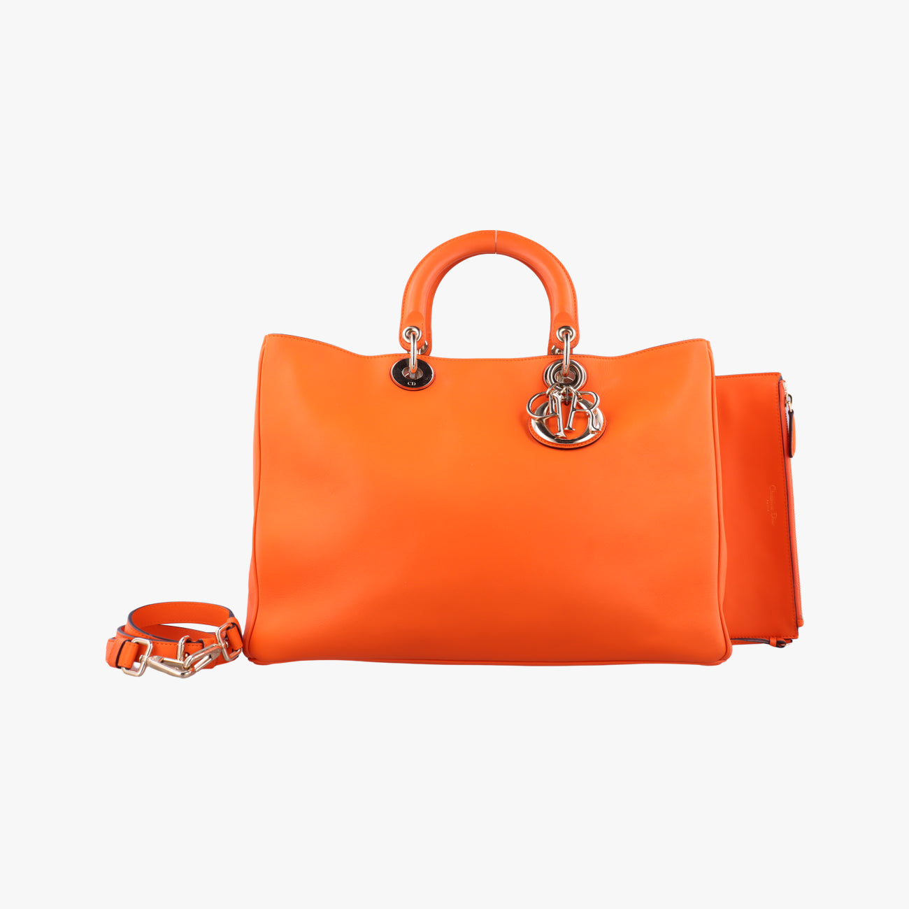 Pre-owned Christian Dior Diorissimo Orange Leather  shoulderbag | stylenewstar