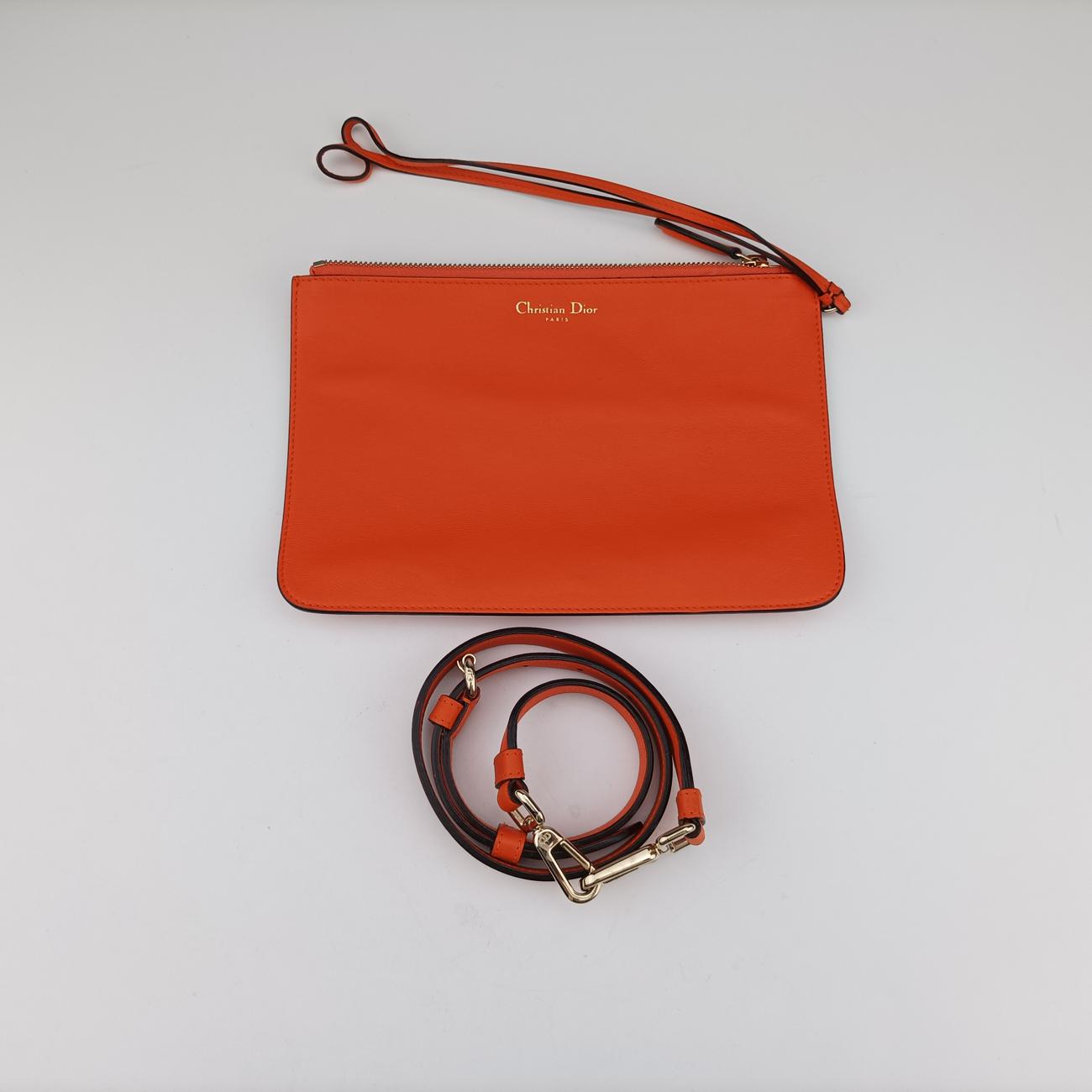 Pre-owned Christian Dior Diorissimo Orange Leather  shoulderbag | stylenewstar
