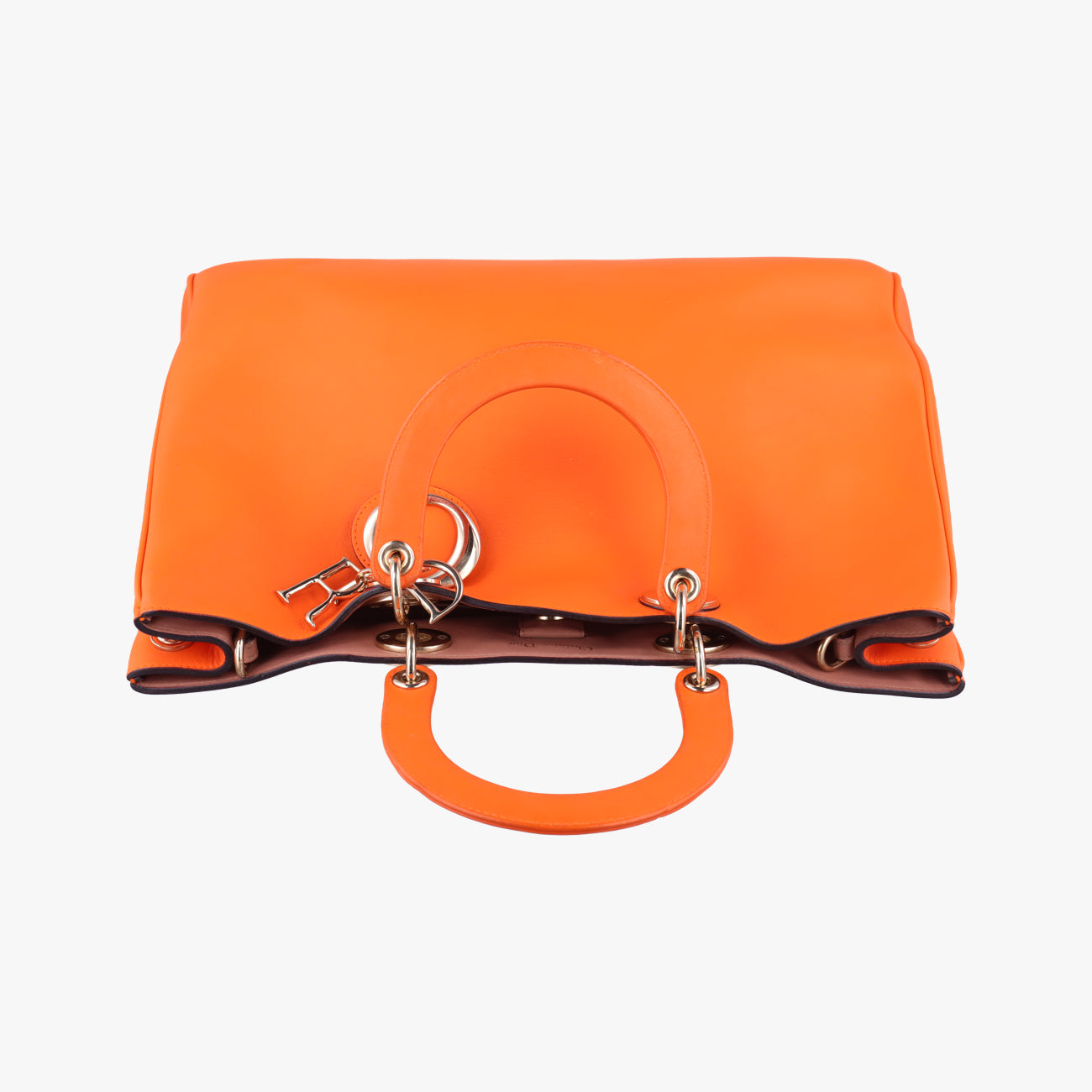 Pre-owned Christian Dior Diorissimo Orange Leather  shoulderbag | stylenewstar