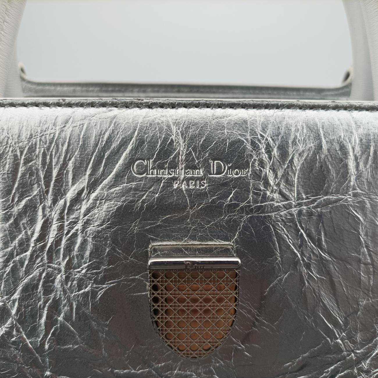 Pre-owned Christian Dior Diorever Squad Flap Silver Leather  shoulderbag | stylenewstar