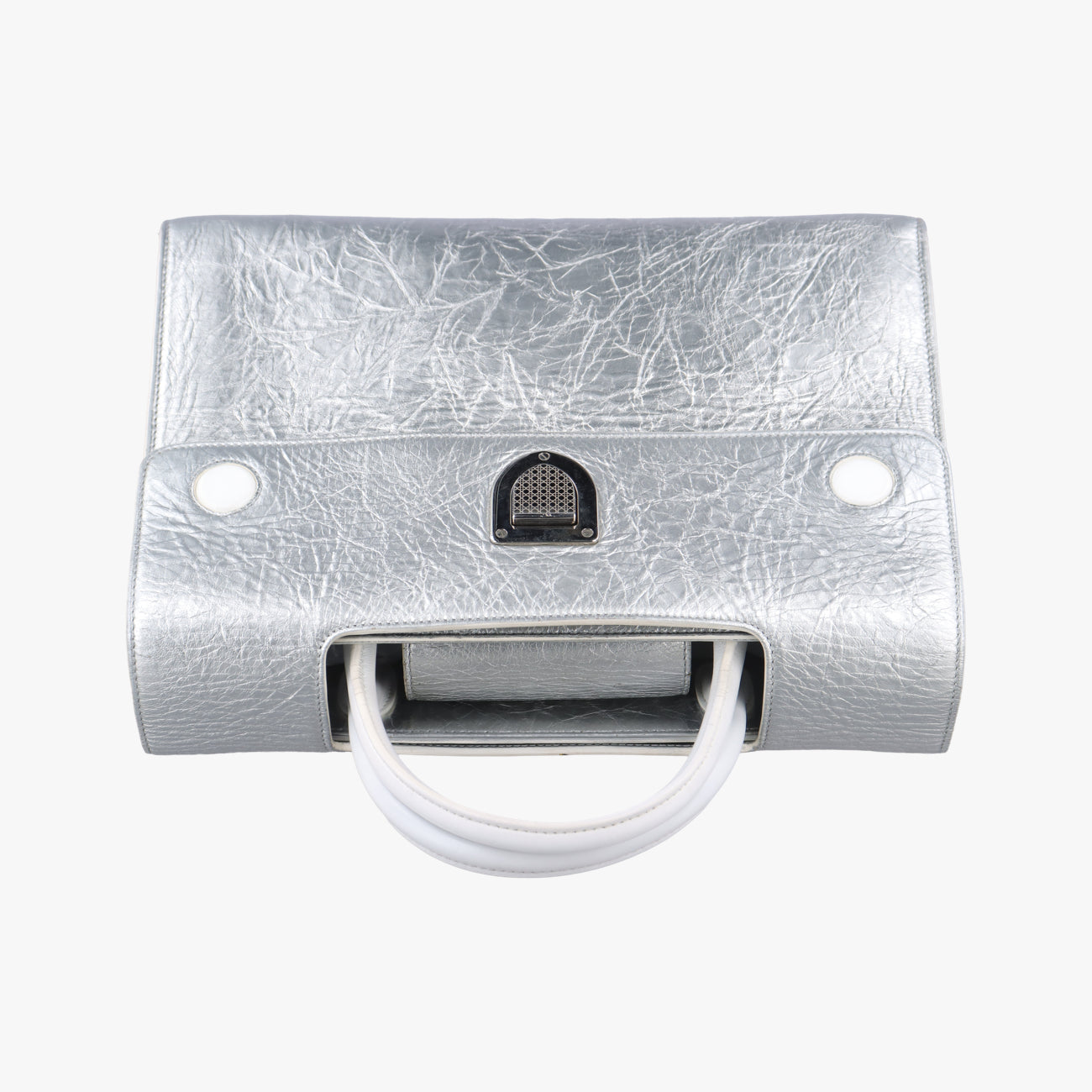 Pre-owned Christian Dior Diorever Squad Flap Silver Leather  shoulderbag | stylenewstar