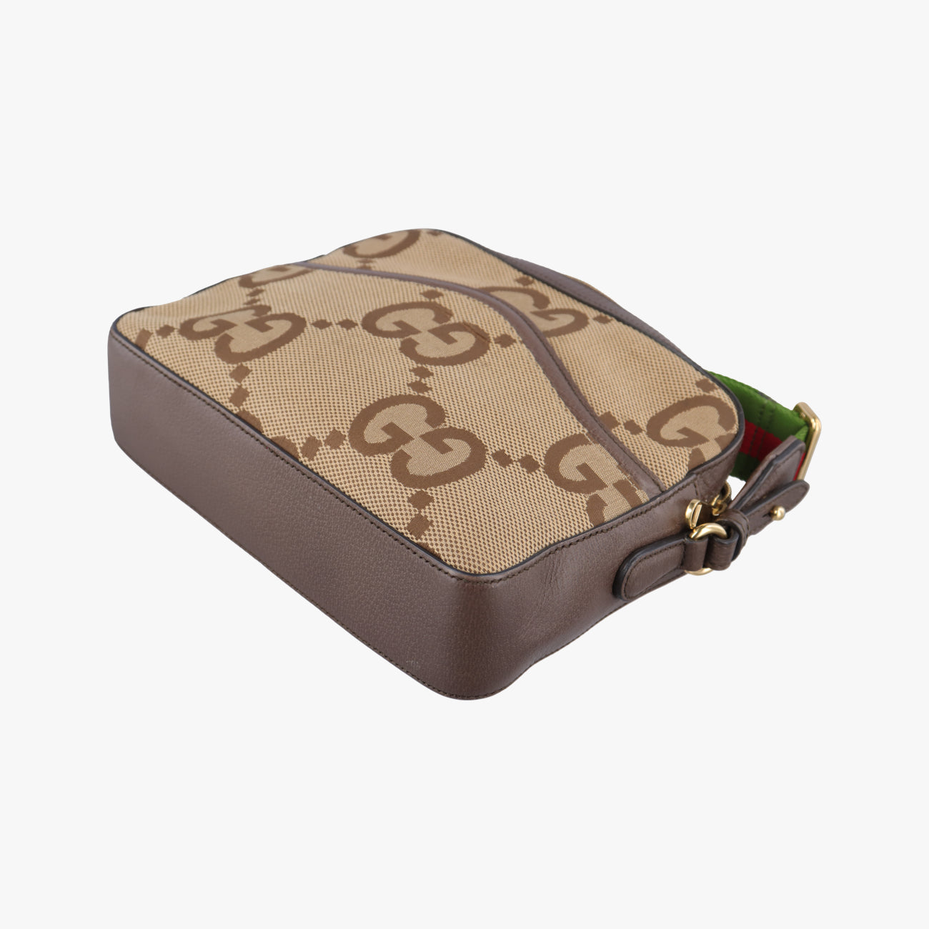 Secondhand Gucci Jumbo GG Messenger Brown×Green×Red canvas x leather 675891 shoulderbag | stylenewstar