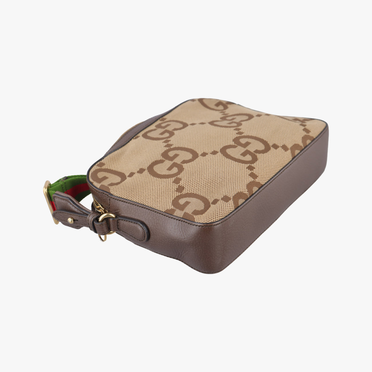 Secondhand Gucci Jumbo GG Messenger Brown×Green×Red canvas x leather 675891 shoulderbag | stylenewstar