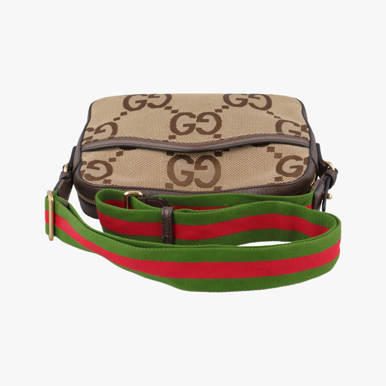 Secondhand Gucci Jumbo GG Messenger Brown×Green×Red canvas x leather 675891 shoulderbag | stylenewstar