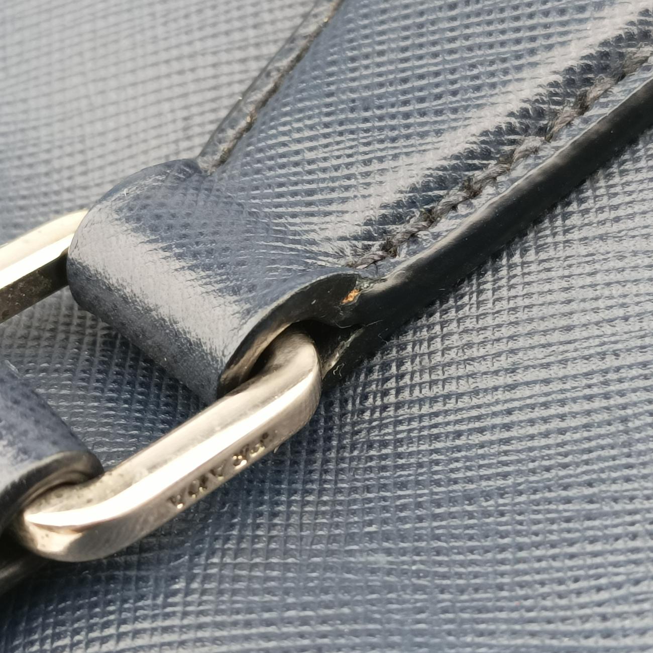 Secondhand Prada briefcase business Navy SAFFIANO Leather 2VE363 handbag | stylenewstar