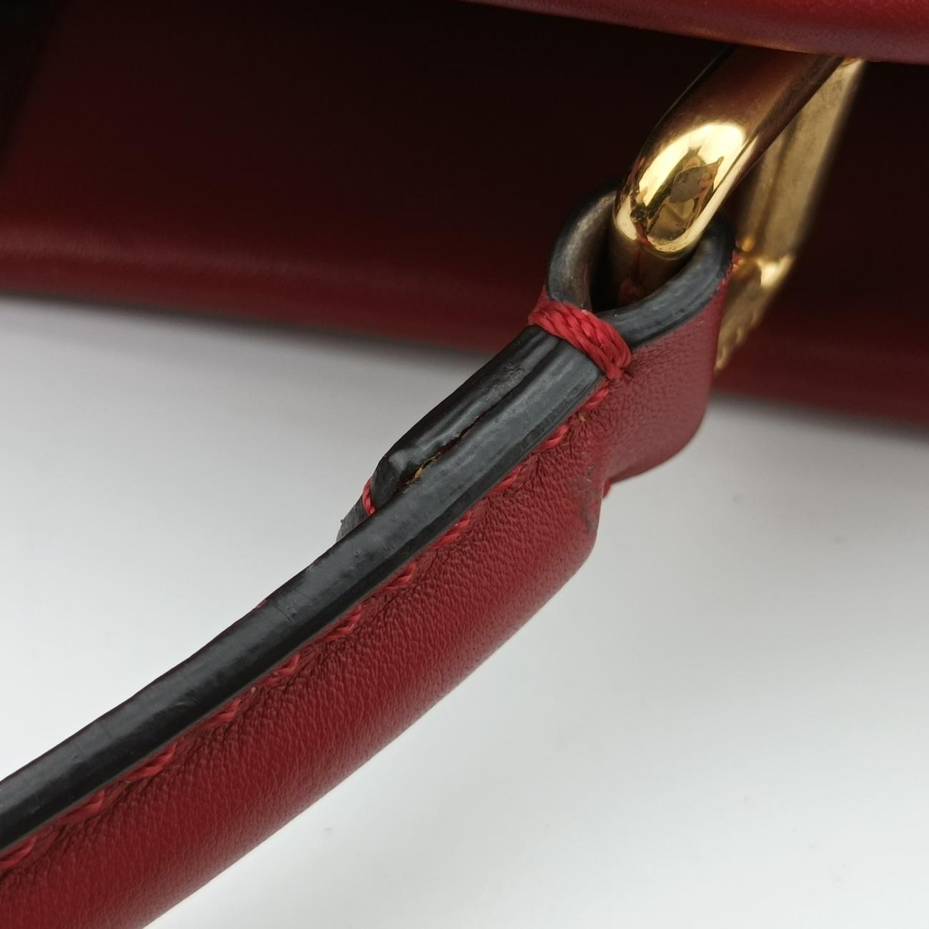 Pre-owned Fendi PEEKABOO Large Red Leather 8BN210 shoulderbag | stylenewstar