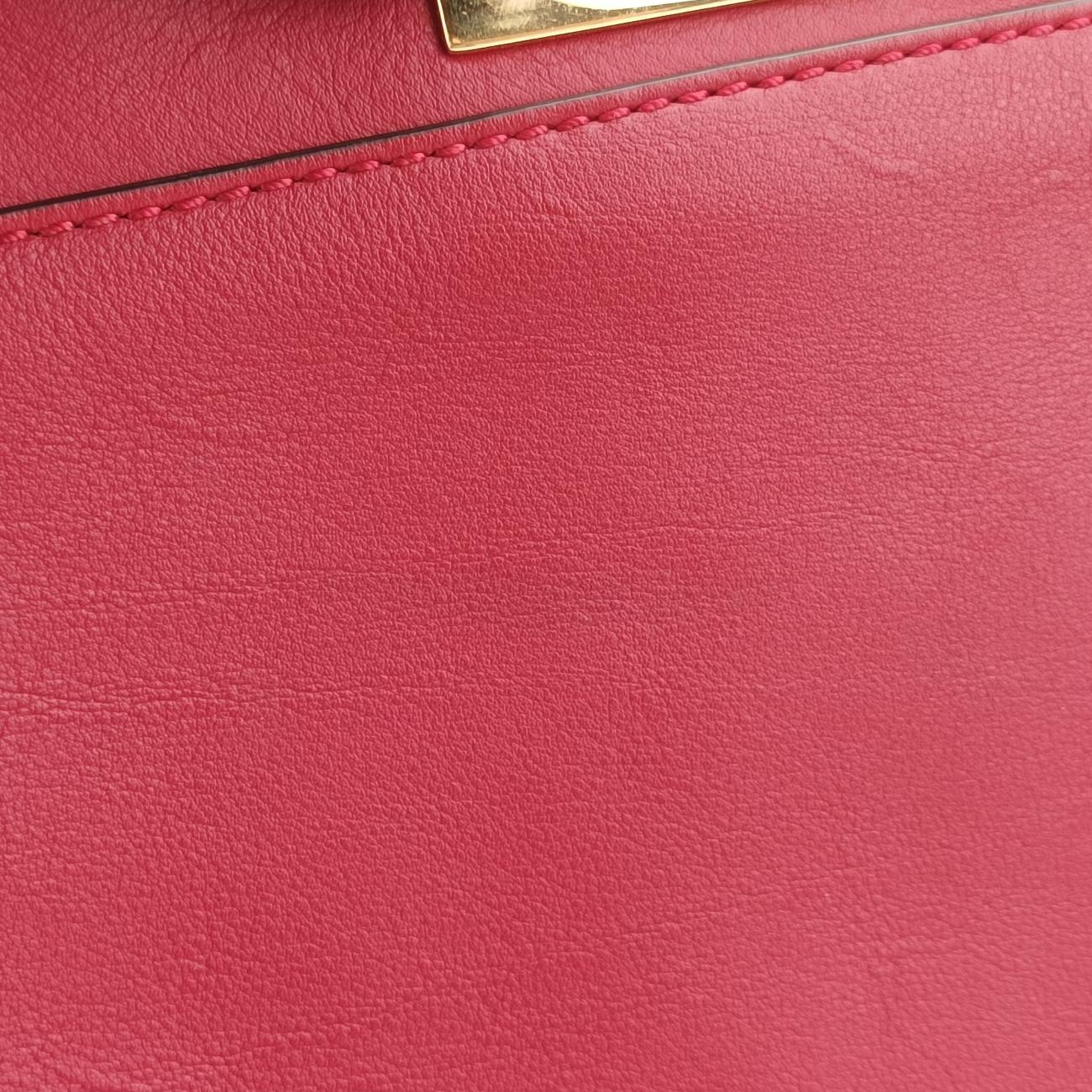 Pre-owned Fendi PEEKABOO Large Red Leather 8BN210 shoulderbag | stylenewstar