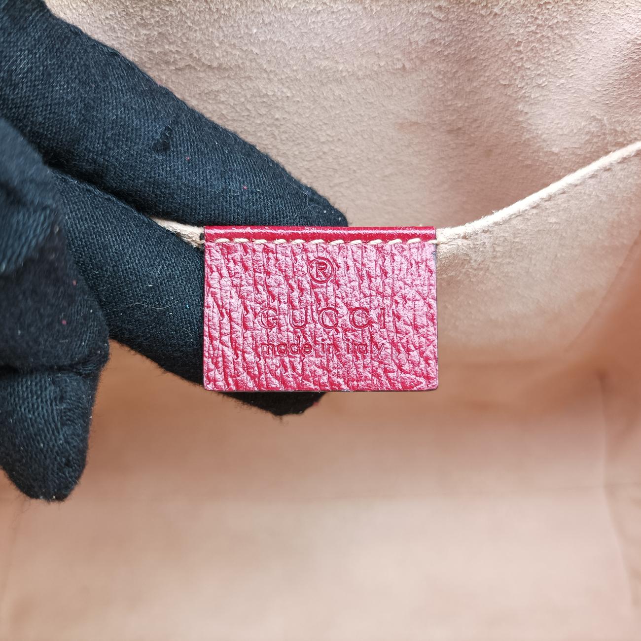 Pre-owned Gucci Ophidia Beige×Red×Multicolour PVC coated canvas x leather 547551 shoulderbag | stylenewstar