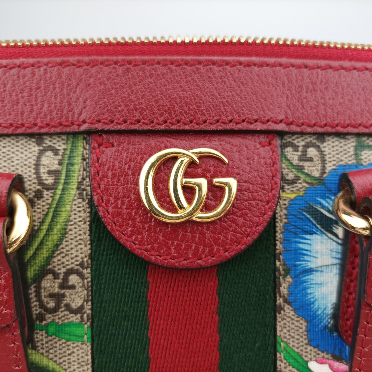 Pre-owned Gucci Ophidia Beige×Red×Multicolour PVC coated canvas x leather 547551 shoulderbag | stylenewstar