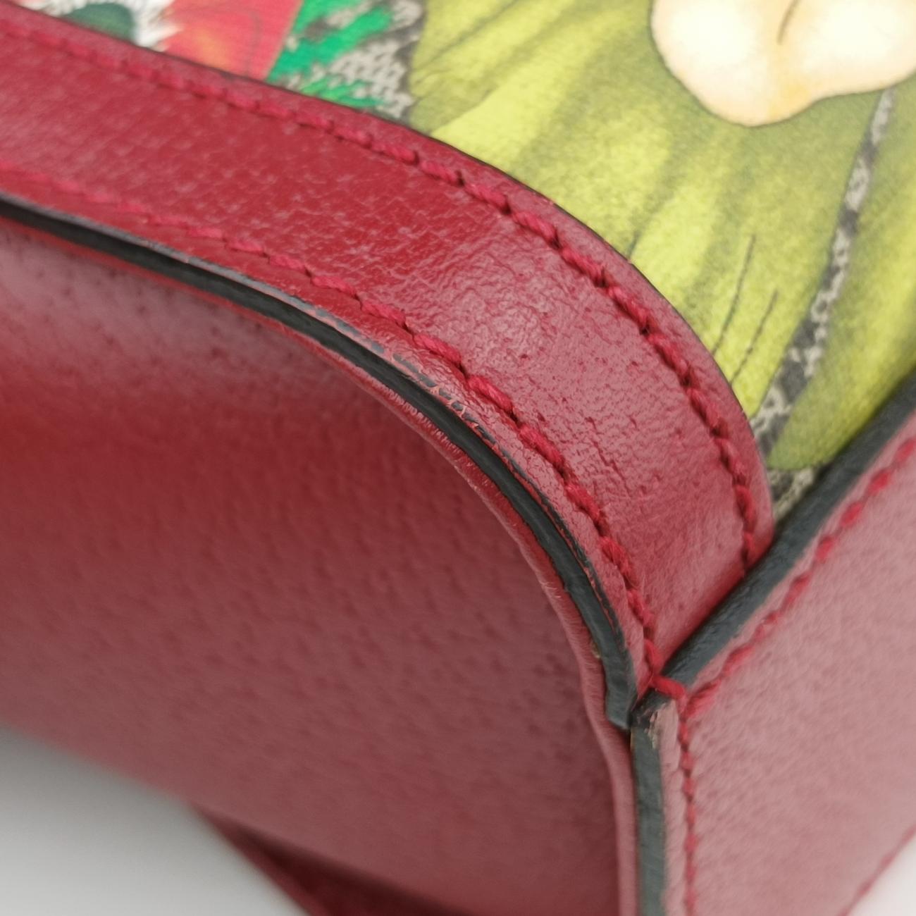 Pre-owned Gucci Ophidia Beige×Red×Multicolour PVC coated canvas x leather 547551 shoulderbag | stylenewstar