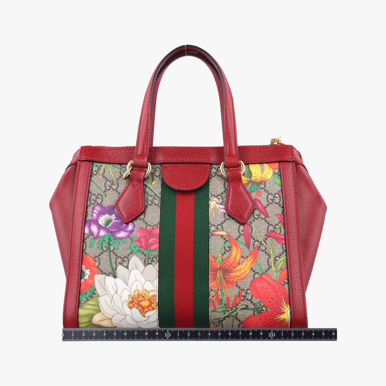 Pre-owned Gucci Ophidia Beige×Red×Multicolour PVC coated canvas x leather 547551 shoulderbag | stylenewstar