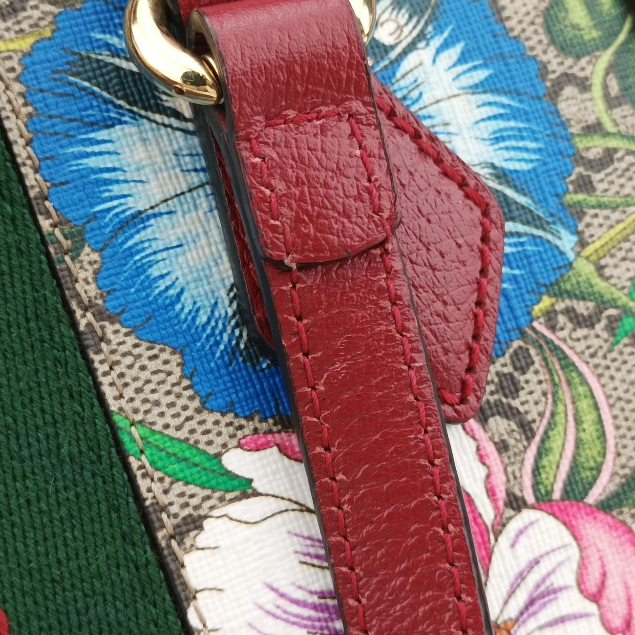 Pre-owned Gucci Ophidia Beige×Red×Multicolour PVC coated canvas x leather 547551 shoulderbag | stylenewstar