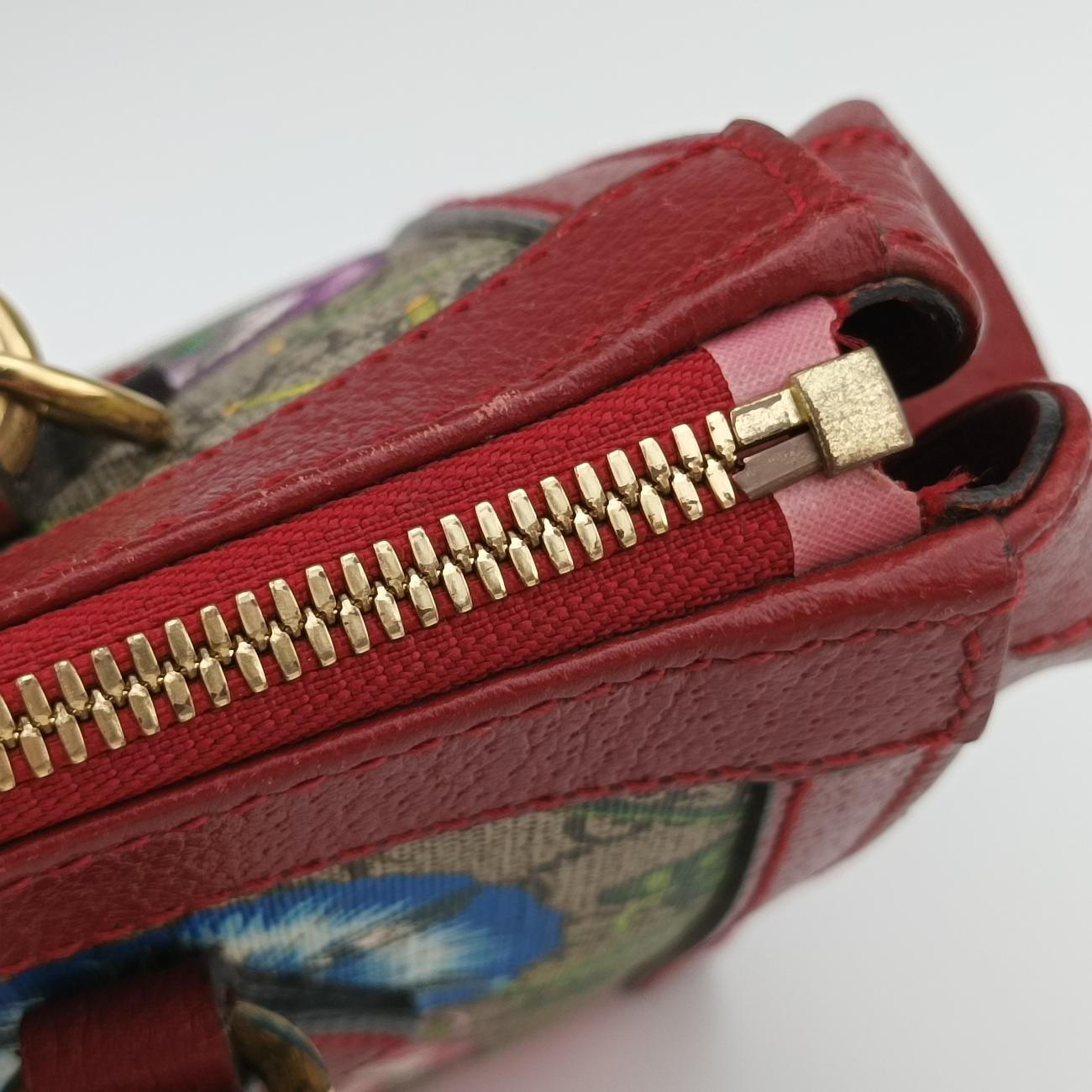 Pre-owned Gucci Ophidia Beige×Red×Multicolour PVC coated canvas x leather 547551 shoulderbag | stylenewstar