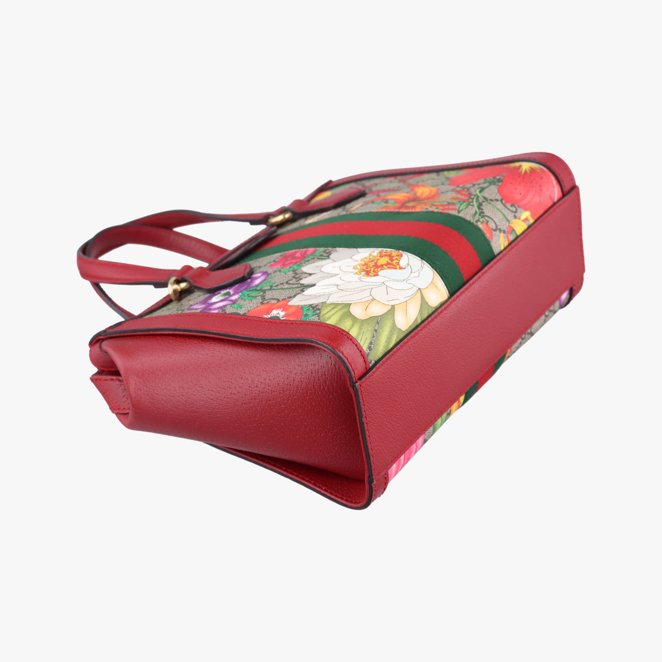 Pre-owned Gucci Ophidia Beige×Red×Multicolour PVC coated canvas x leather 547551 shoulderbag | stylenewstar