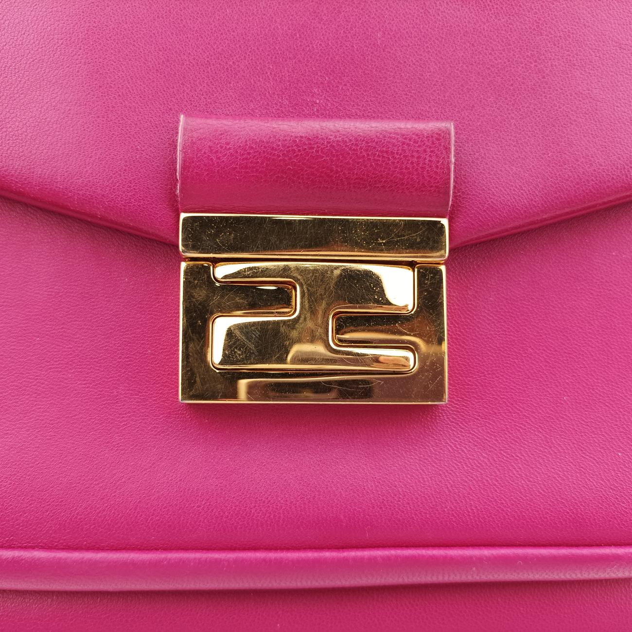 Pre-owned Fendi Be Baguette Rose Leather 8BR677 shoulderbag | stylenewstar