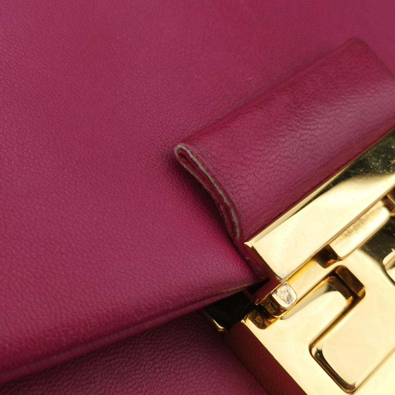 Pre-owned Fendi Be Baguette Rose Leather 8BR677 shoulderbag | stylenewstar