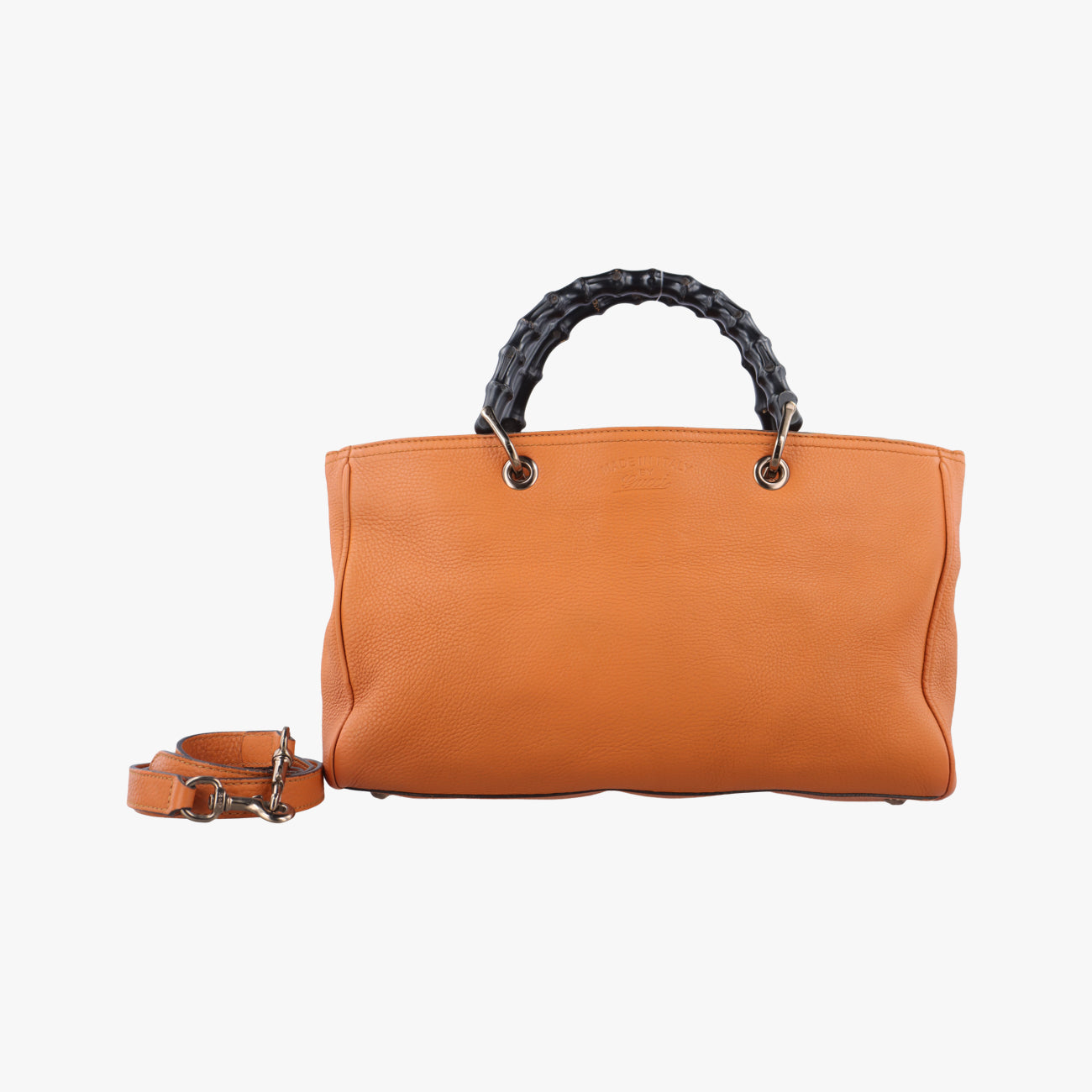Pre-owned Gucci Bamboo Shopper Orange Leather 323660 shoulderbag | stylenewstar