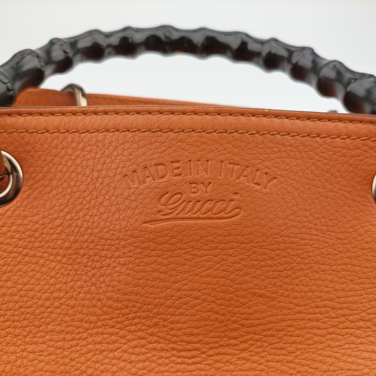 Pre-owned Gucci Bamboo Shopper Orange Leather 323660 shoulderbag | stylenewstar