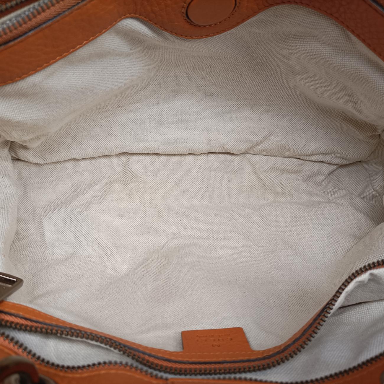 Pre-owned Gucci Bamboo Shopper Orange Leather 323660 shoulderbag | stylenewstar