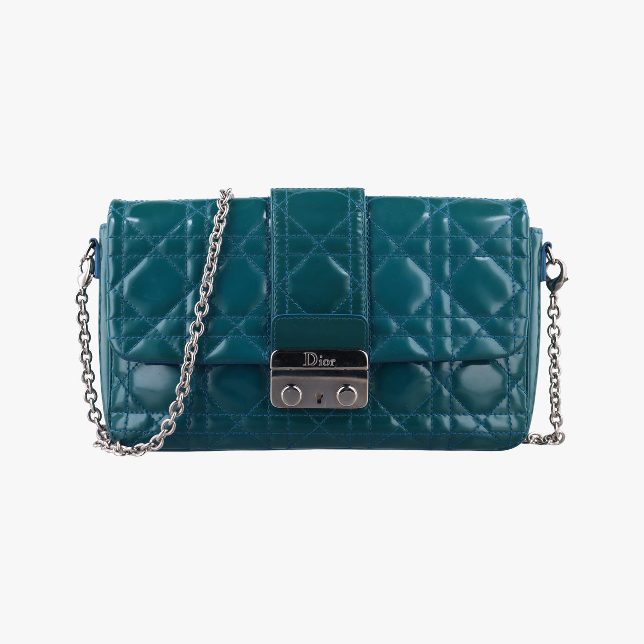 Pre-owned Christian Dior Miss Dior Green Patent  shoulderbag | stylenewstar