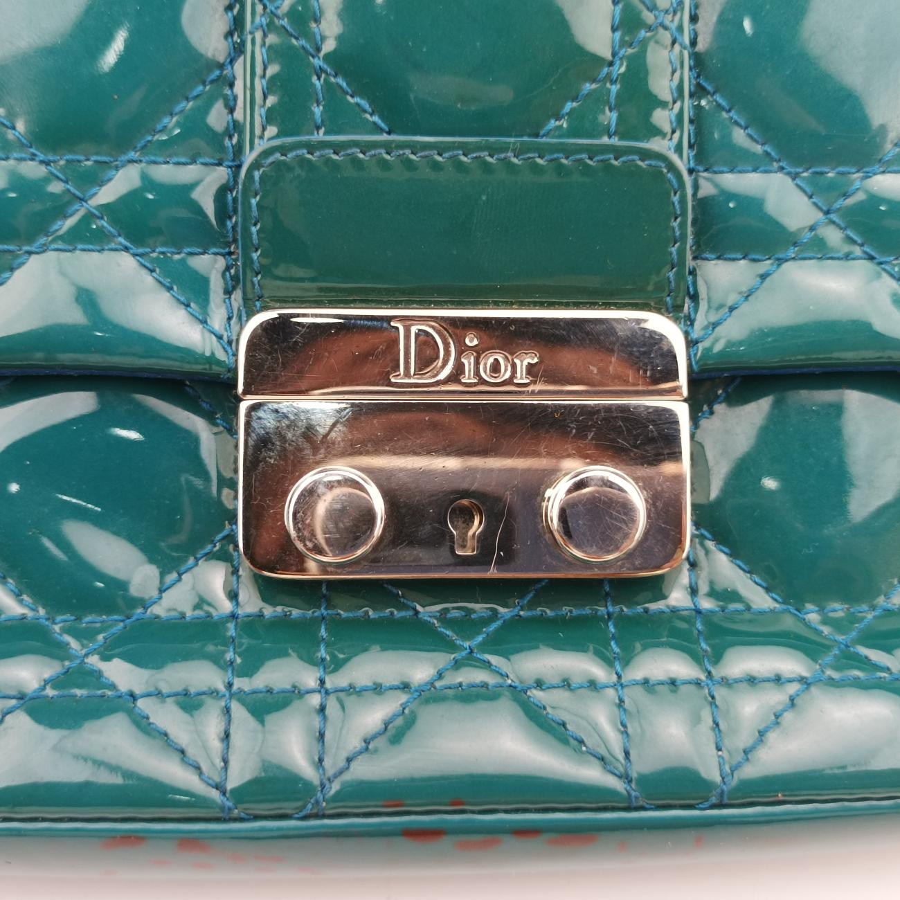 Pre-owned Christian Dior Miss Dior Green Patent  shoulderbag | stylenewstar