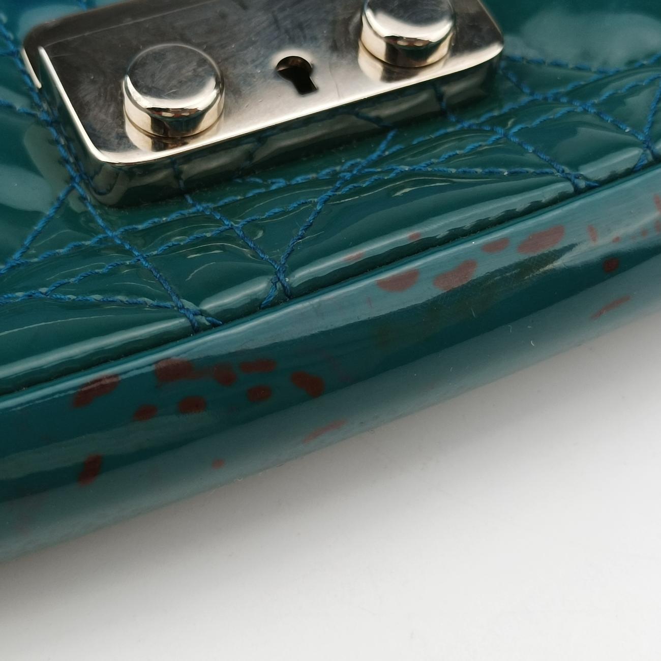 Pre-owned Christian Dior Miss Dior Green Patent  shoulderbag | stylenewstar