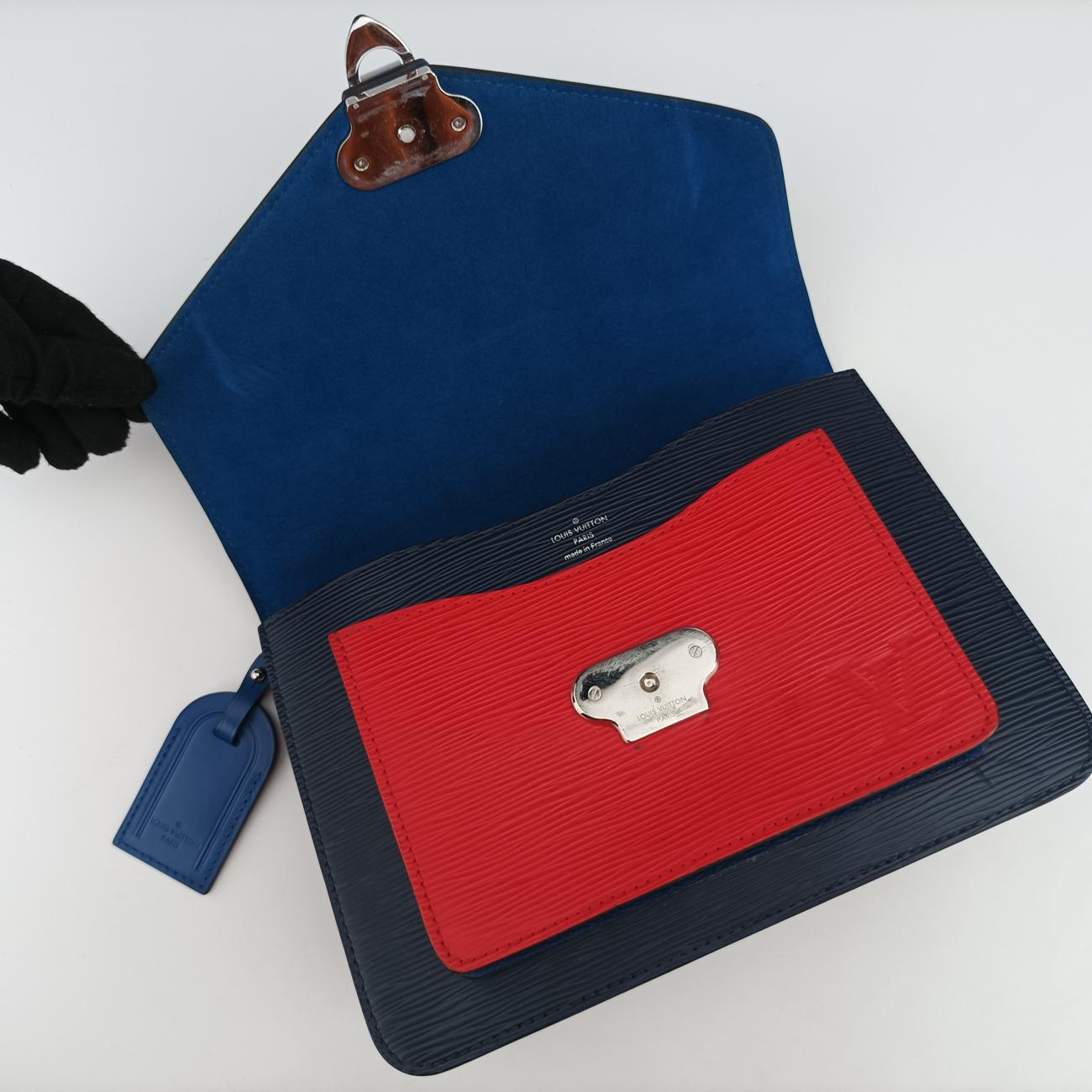 Pre-owned Louis Vuitton Néo Monceau Emeraude Green×Indigo Blue×Coquelicot Red Epi M55405 shoulderbag | stylenewstar