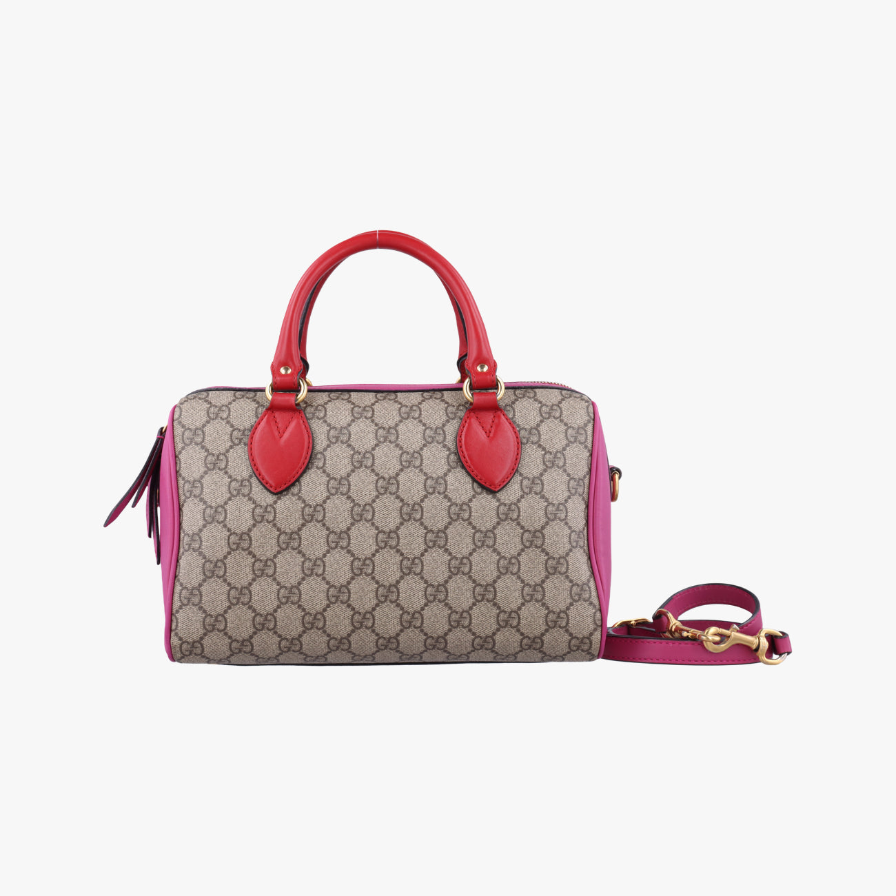 Pre-owned Gucci GG SUPREME beige×red×pink PVC coated canvas×Leather 409529 shoulderbag | stylenewstar