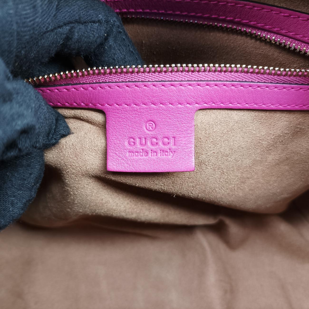 Pre-owned Gucci GG SUPREME beige×red×pink PVC coated canvas×Leather 409529 shoulderbag | stylenewstar