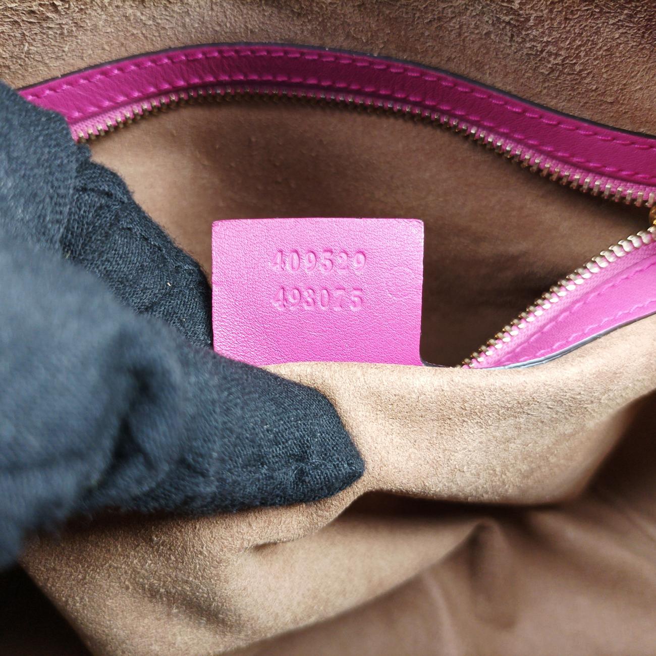 Pre-owned Gucci GG SUPREME beige×red×pink PVC coated canvas×Leather 409529 shoulderbag | stylenewstar