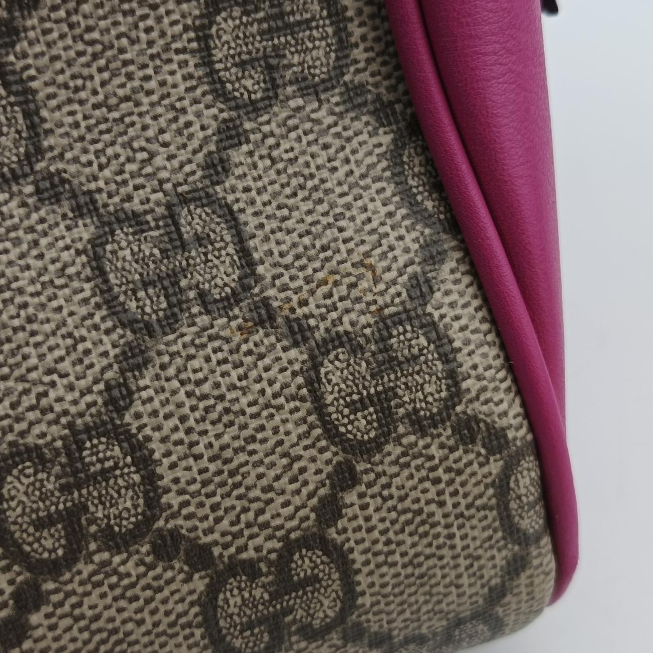 Pre-owned Gucci GG SUPREME beige×red×pink PVC coated canvas×Leather 409529 shoulderbag | stylenewstar