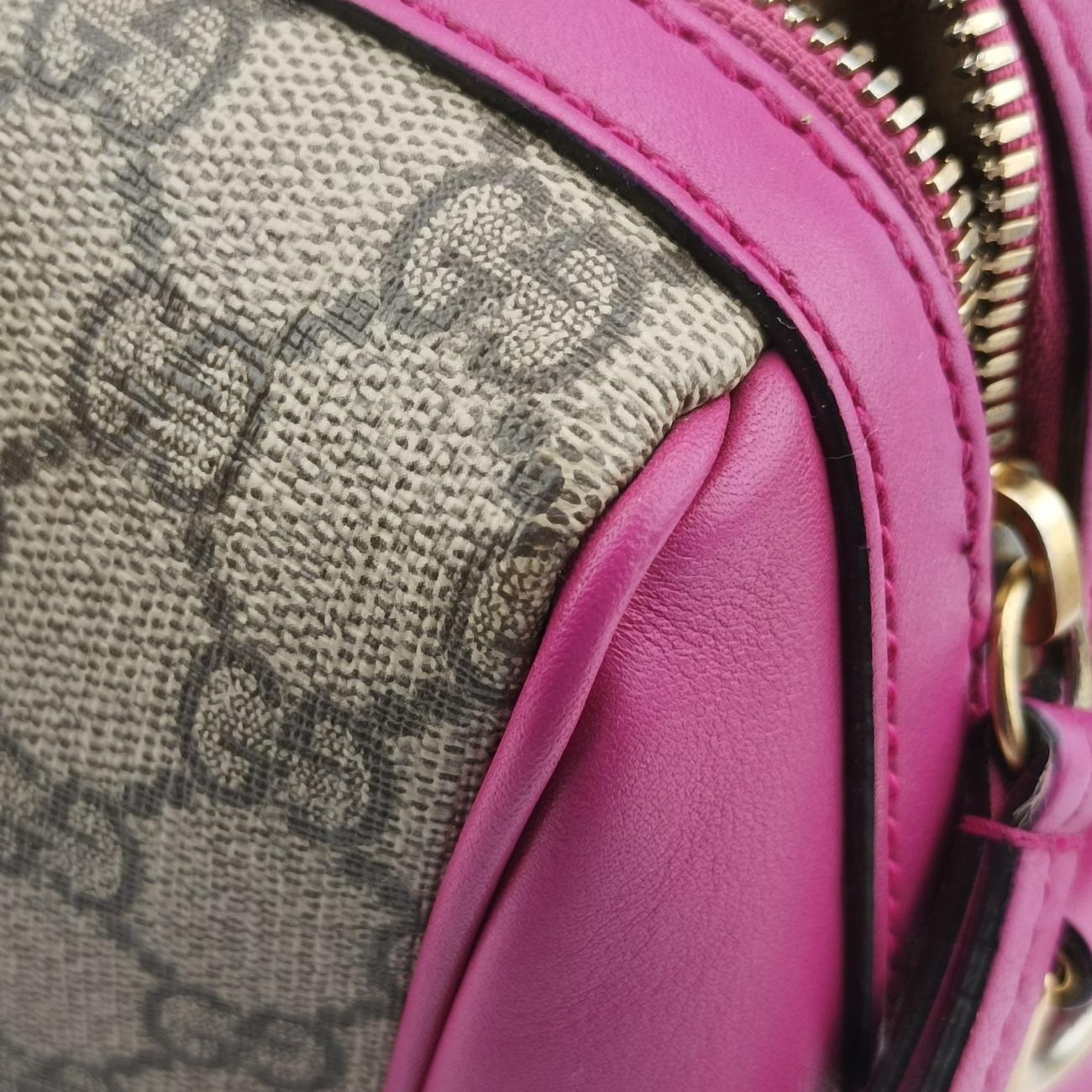 Pre-owned Gucci GG SUPREME beige×red×pink PVC coated canvas×Leather 409529 shoulderbag | stylenewstar