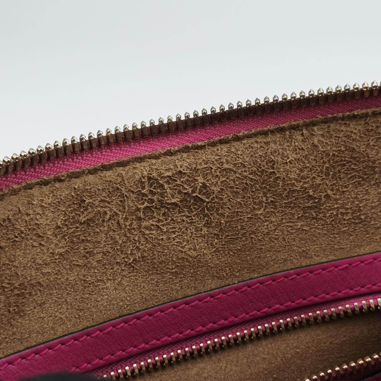 Pre-owned Gucci GG SUPREME beige×red×pink PVC coated canvas×Leather 409529 shoulderbag | stylenewstar