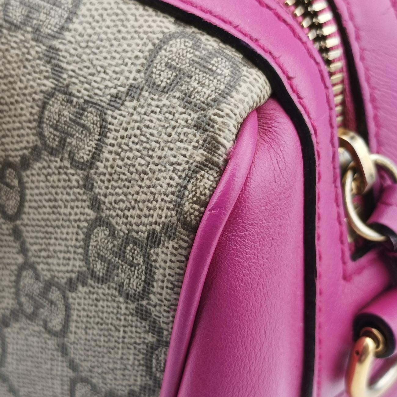 Pre-owned Gucci GG SUPREME beige×red×pink PVC coated canvas×Leather 409529 shoulderbag | stylenewstar