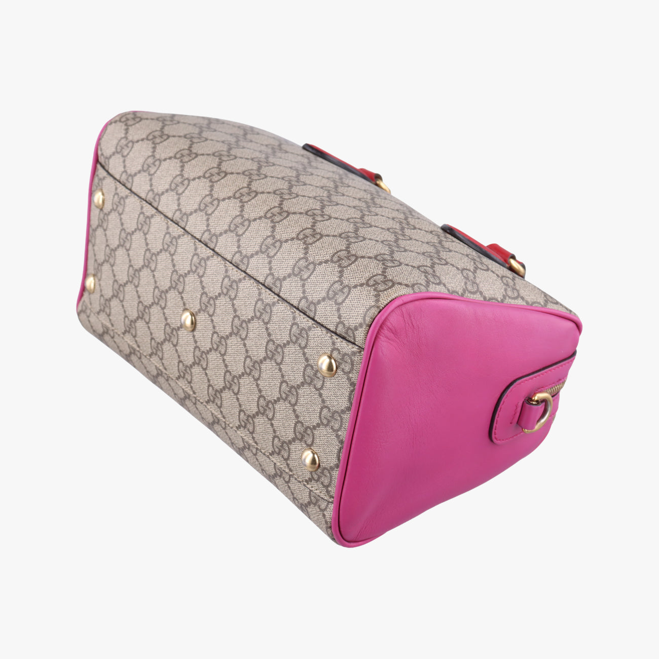 Pre-owned Gucci GG SUPREME beige×red×pink PVC coated canvas×Leather 409529 shoulderbag | stylenewstar