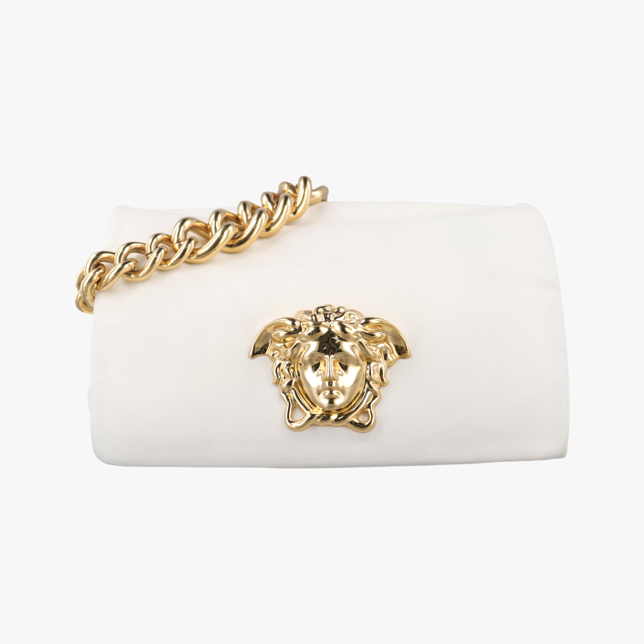 Pre-owned VERSACE Palazzo Medusa White leather  handbag | stylenewstar