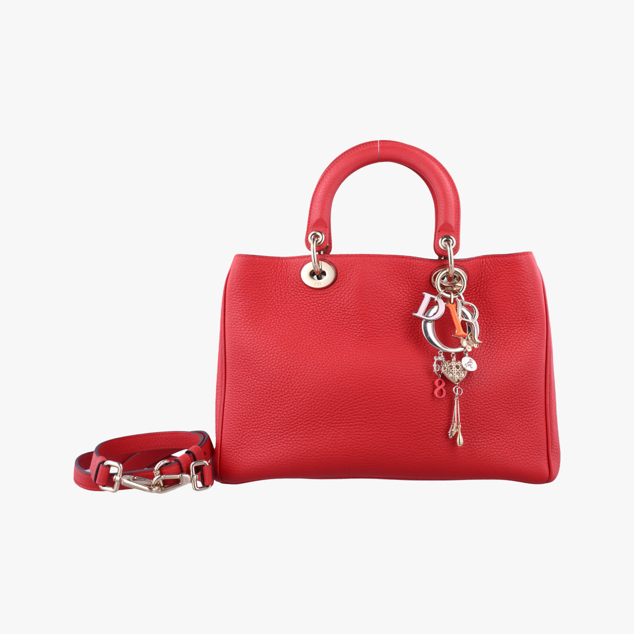 Pre-owned Christian Dior Diorissimo Red Leather  shoulderbag | stylenewstar