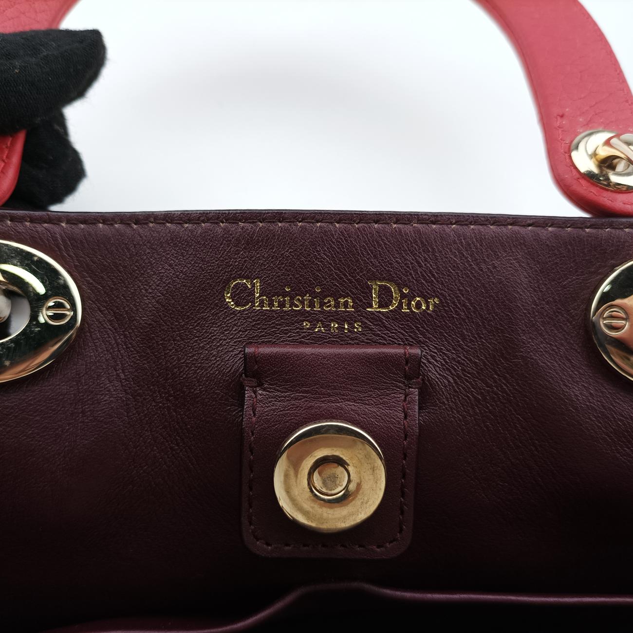 Pre-owned Christian Dior Diorissimo Red Leather  shoulderbag | stylenewstar