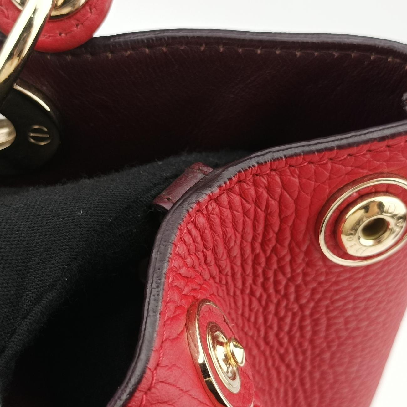 Pre-owned Christian Dior Diorissimo Red Leather  shoulderbag | stylenewstar