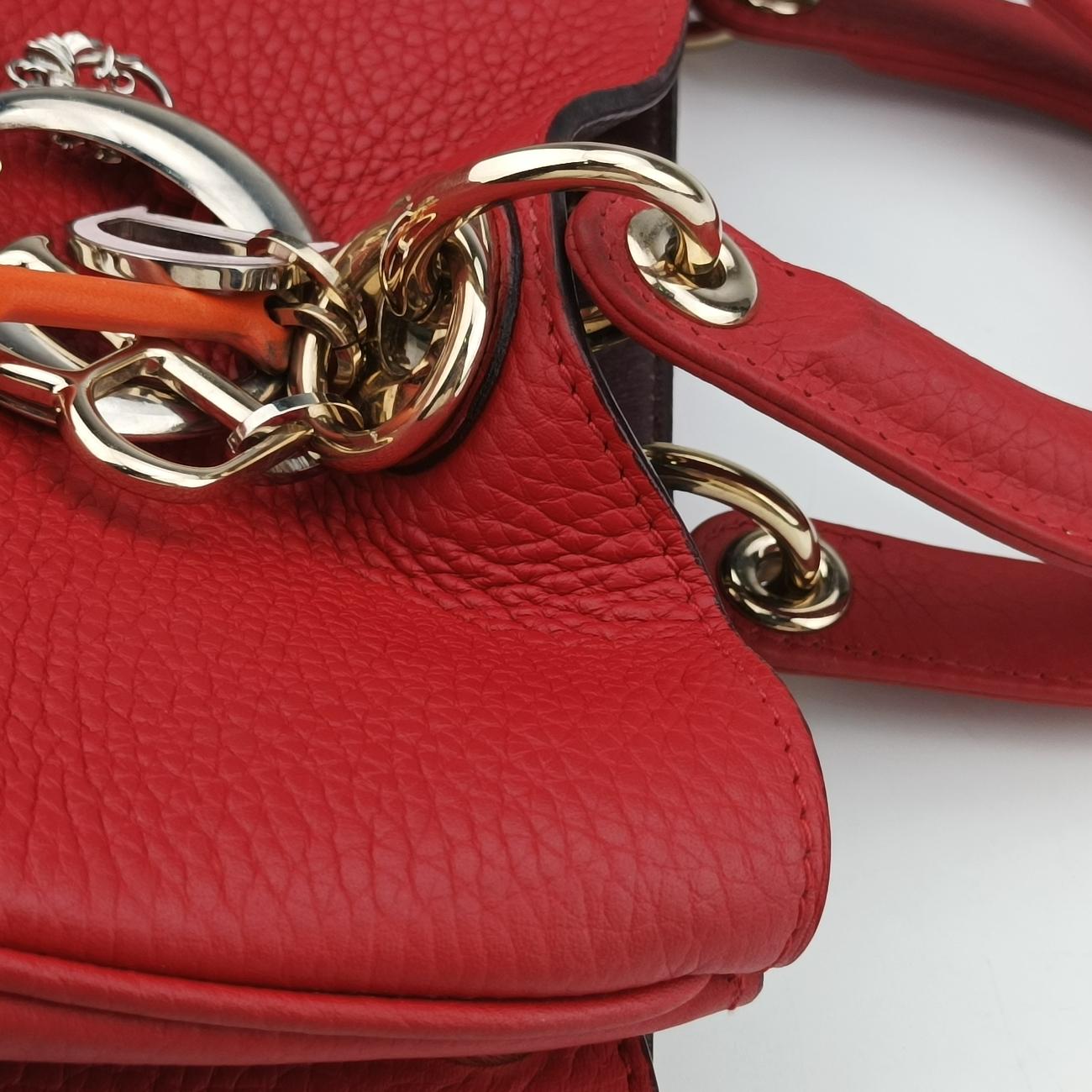 Pre-owned Christian Dior Diorissimo Red Leather  shoulderbag | stylenewstar