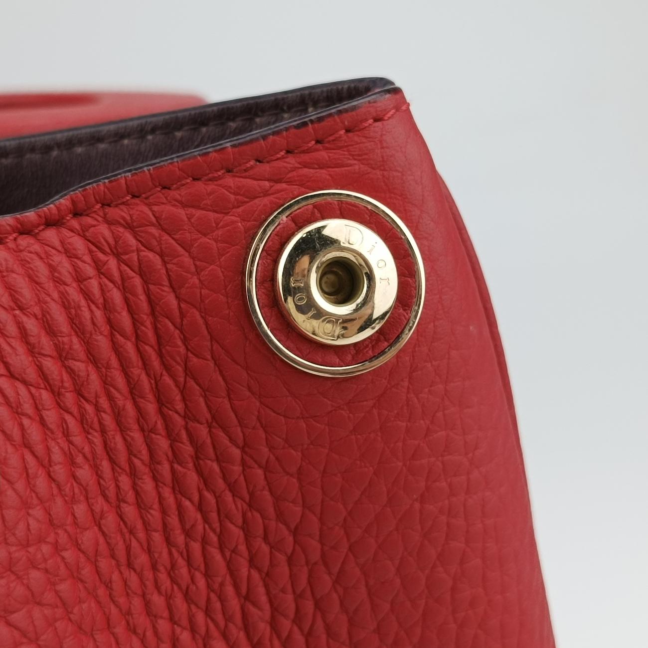 Pre-owned Christian Dior Diorissimo Red Leather  shoulderbag | stylenewstar