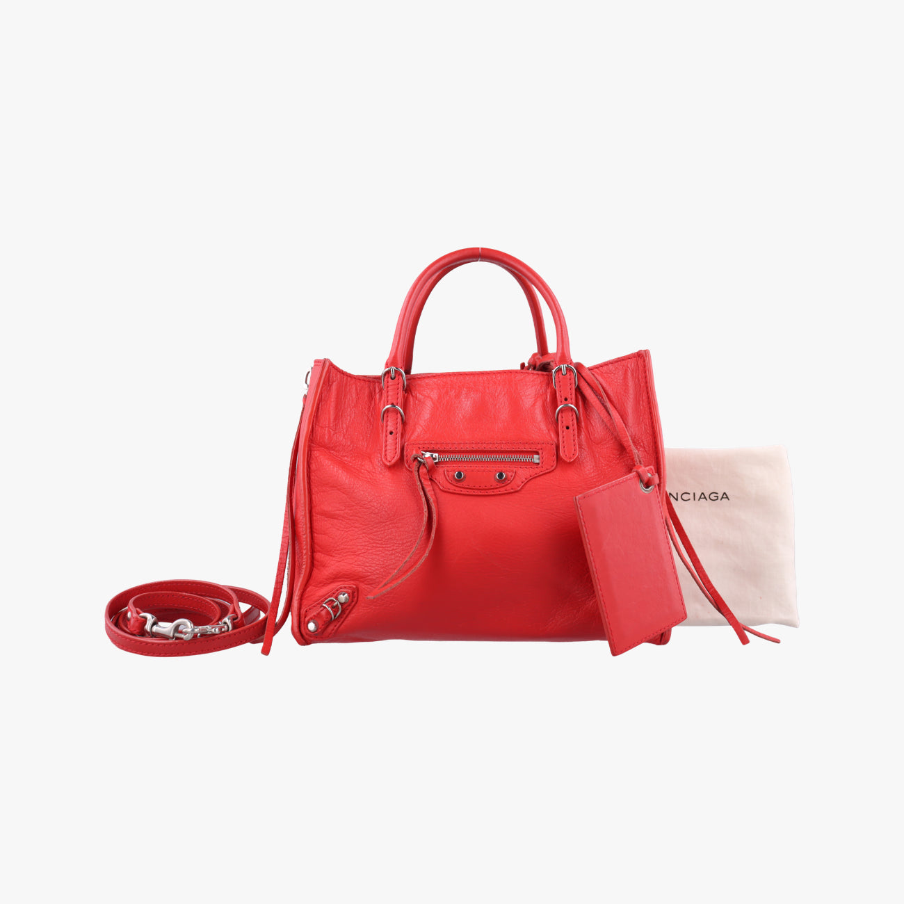 Pre-owned Balenciaga Paper A6 Zip Around Red Lambskin 370926 shoulderbag | stylenewstar