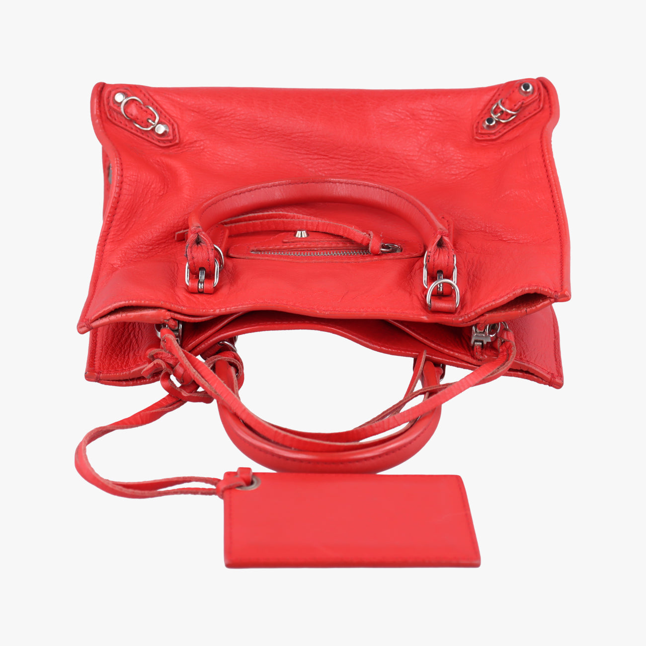 Pre-owned Balenciaga Paper A6 Zip Around Red Lambskin 370926 shoulderbag | stylenewstar