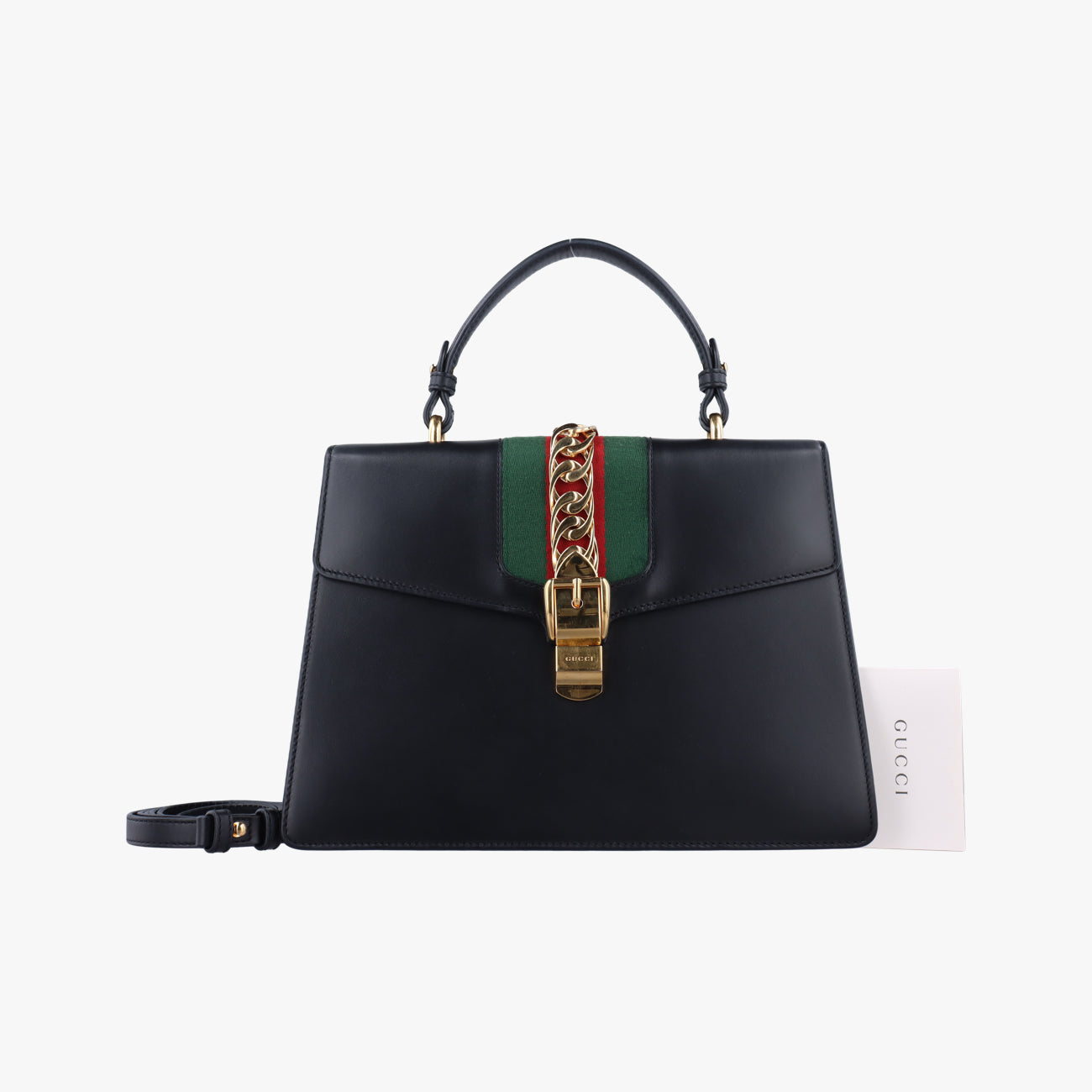 Pre-owned Gucci Sylvie Black×Red×Green Leather 431665 shoulderbag | stylenewstar