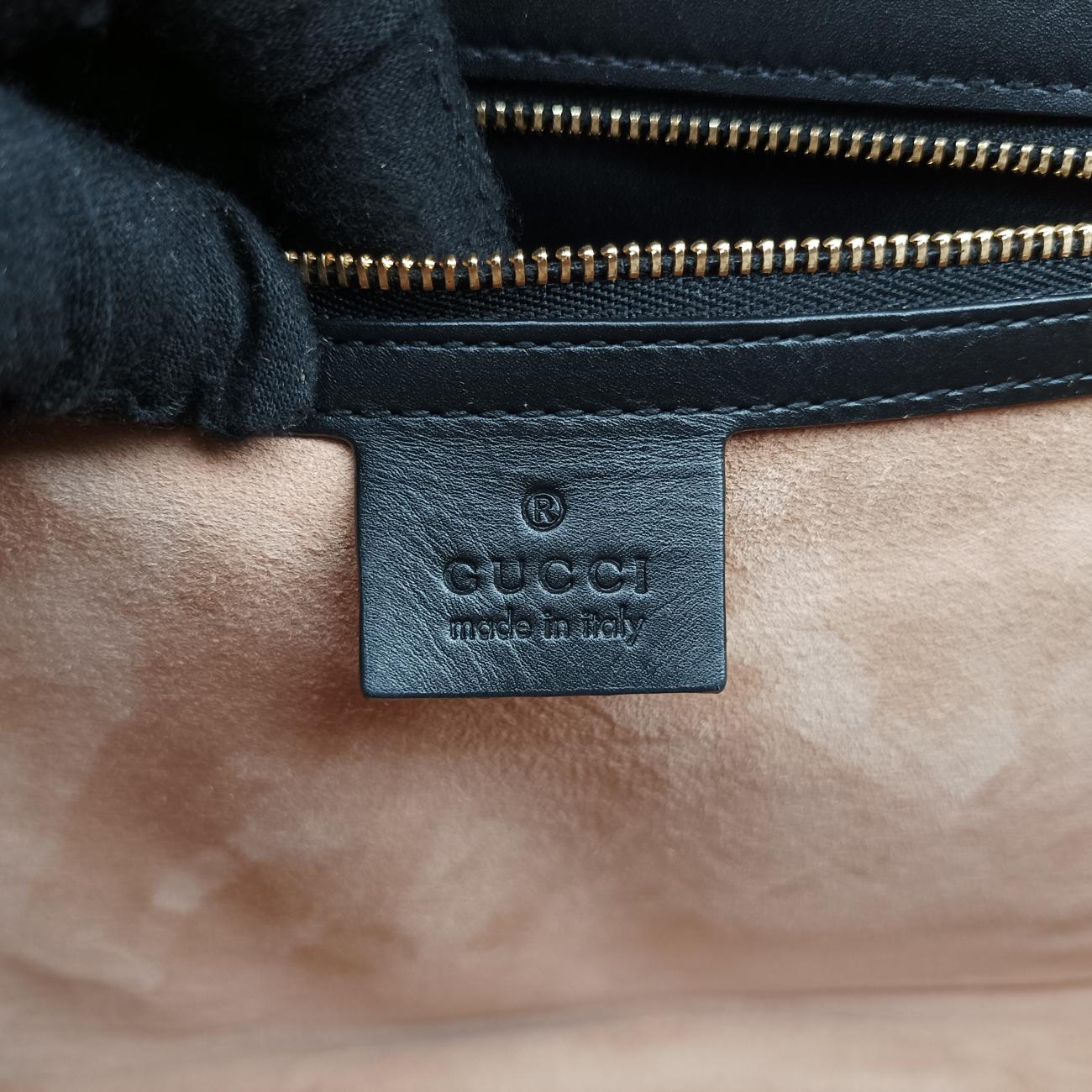 Pre-owned Gucci Sylvie Black×Red×Green Leather 431665 shoulderbag | stylenewstar